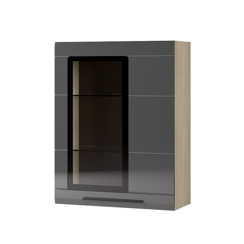 Шкаф настенный "Лайт" 800 МДФ Серый глянец Правый